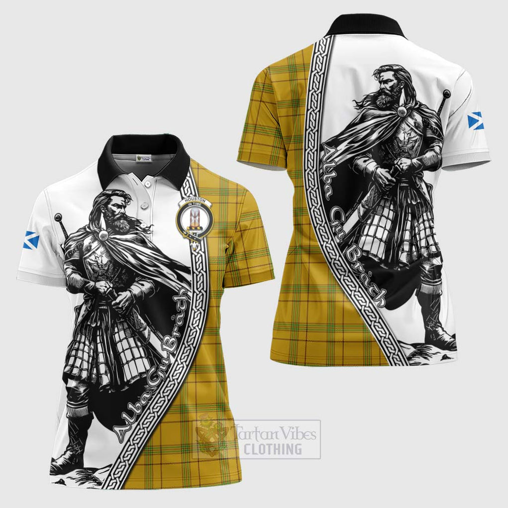 Houston Tartan Clan Crest Women's Polo Shirt with Highlander Warrior Celtic Style Women - Tartan Vibes Clothing