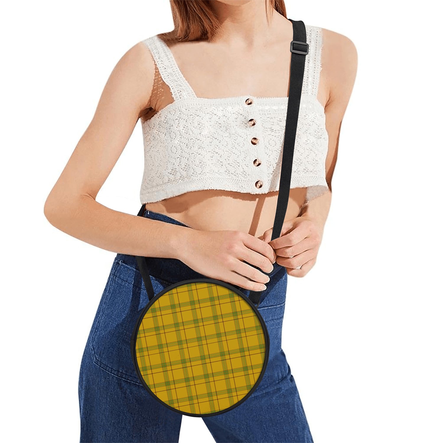 Houston Tartan Round Satchel Bags One Size 9*9*2.7 inch - Tartan Vibes Clothing