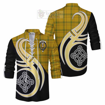 Houston Tartan Ghillie Kilt Shirt with Family Crest and Celtic Symbol Style Men - Tartan Vibes Clothing