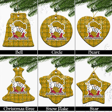Houston Tartan Christmas Ceramic Ornaments with Scottish Gnome Playing Bagpipes Ceramic - Tartan Vibes Clothing