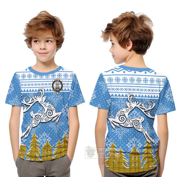 Houston Clan Christmas Kid T-Shirt Celtic Reindeer Style Youth XL Size14 - Tartan Vibes Clothing