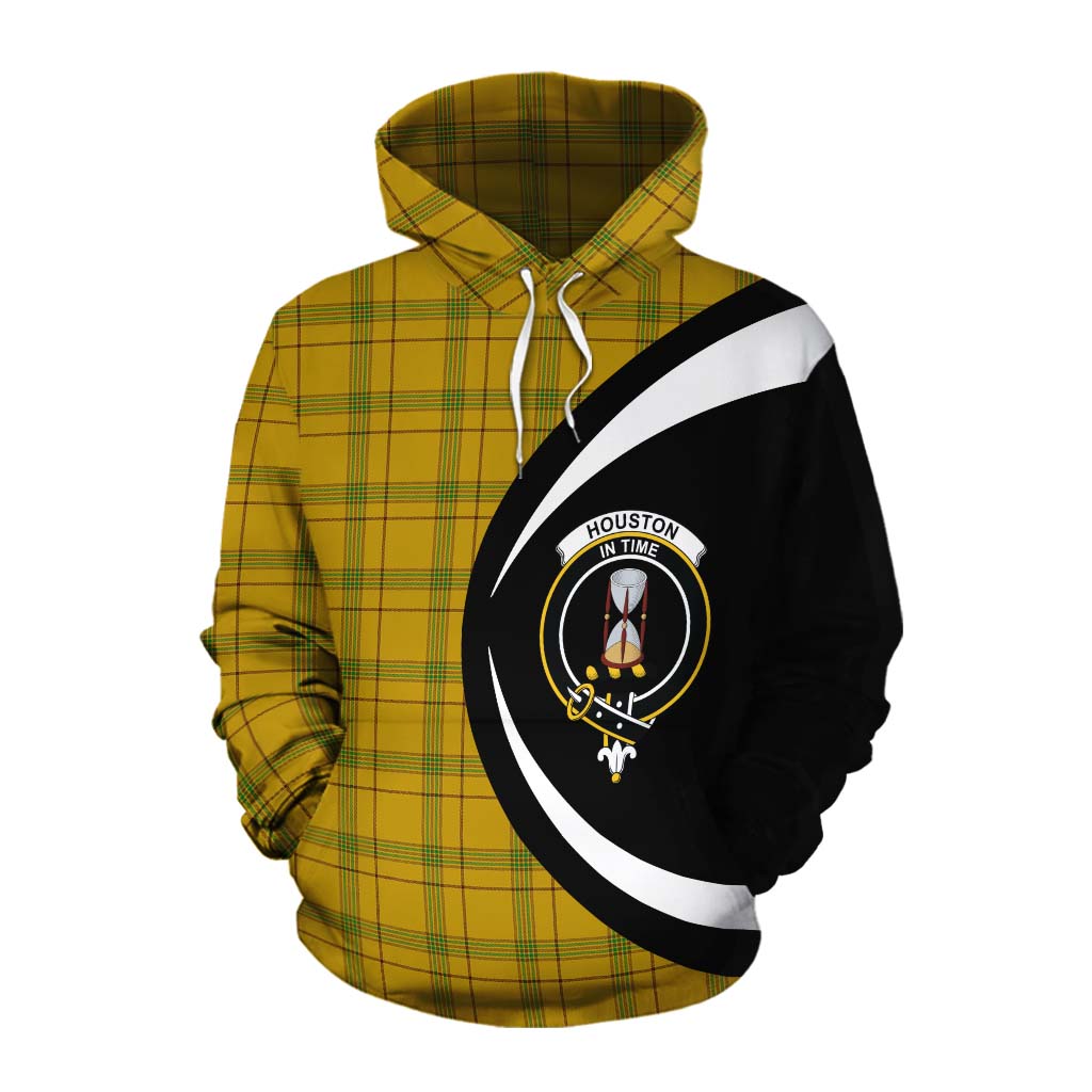 Houston Tartan Cotton Hoodie with Family Crest Circle Style Pullover Hoodie XS - Tartan Vibes Clothing