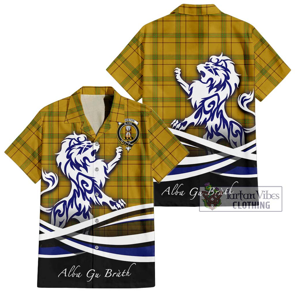 Houston Tartan Hawaiian Shirt with Alba Gu Brath Regal Lion Emblem Kid - Tartan Vibes Clothing