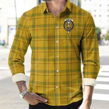 Houston Tartan Long Sleeve Button Up Shirt with Family Crest