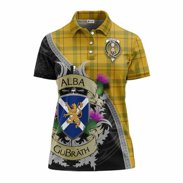 Houston Tartan Family Crest Women's Polo Shirt Lion Rampant Royal Thistle Shield Celtic Inspired Women - Tartan Vibes Clothing