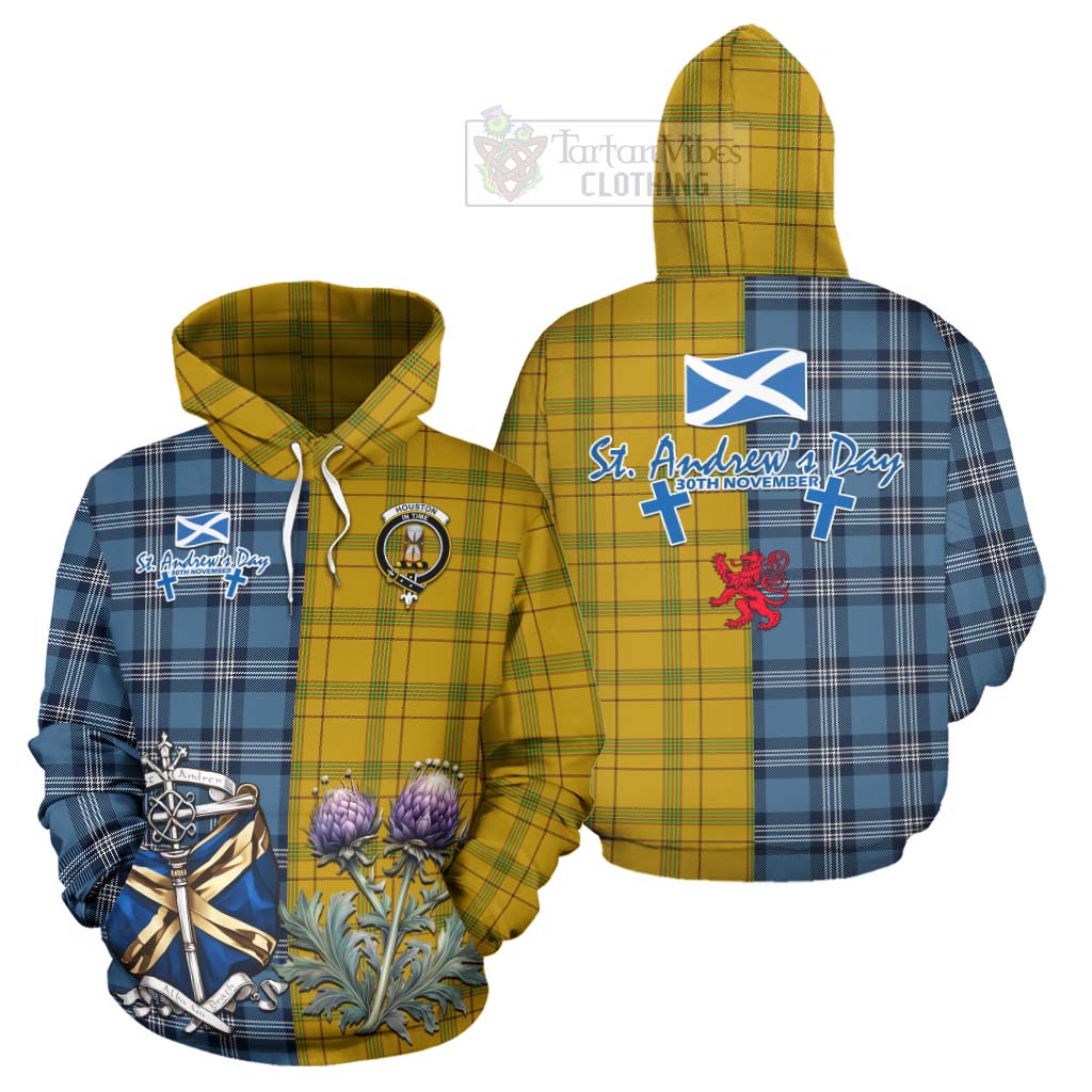 Houston Tartan Hoodie Happy St. Andrew's Day Half Tartan Style Zip Hoodie - Tartan Vibes Clothing