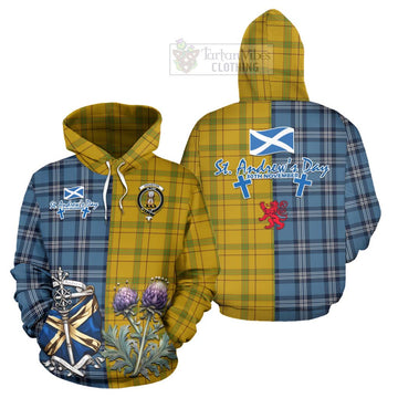 Houston Tartan Hoodie Happy St. Andrew's Day Half Tartan Style Zip Hoodie - Tartan Vibes Clothing