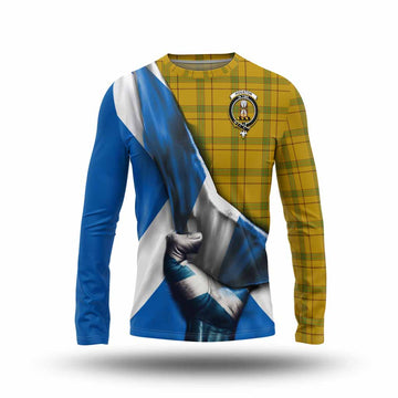 Houston Tartan Long Sleeve T-Shirt with Family Crest Scotland Patriotic Style Unisex - Tartan Vibes Clothing