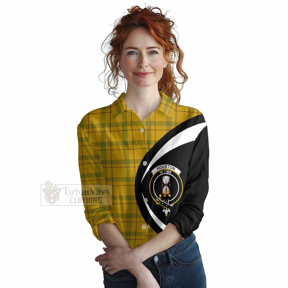 Houston Tartan Women's Casual Shirt with Family Crest Circle Style Female - Tartan Vibes Clothing