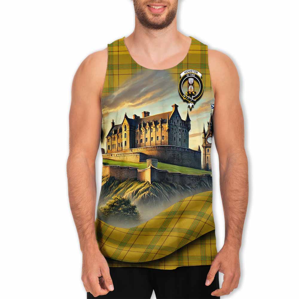 Tartan Vibes Clothing Houston Tartan Family Crest Men's Tank Top with Scottish Ancient Castle Style