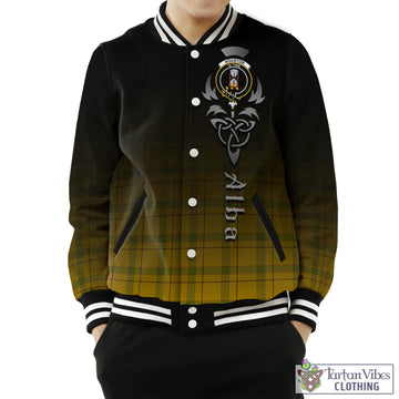 Houston Tartan Baseball Jacket Featuring Alba Gu Brath Family Crest Celtic Inspired Unisex - Tartan Vibes Clothing