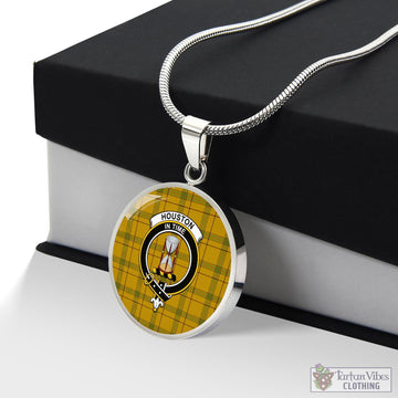 Houston Tartan Circle Necklace with Family Crest Luxury Necklace (Silver) No - Tartan Vibes Clothing