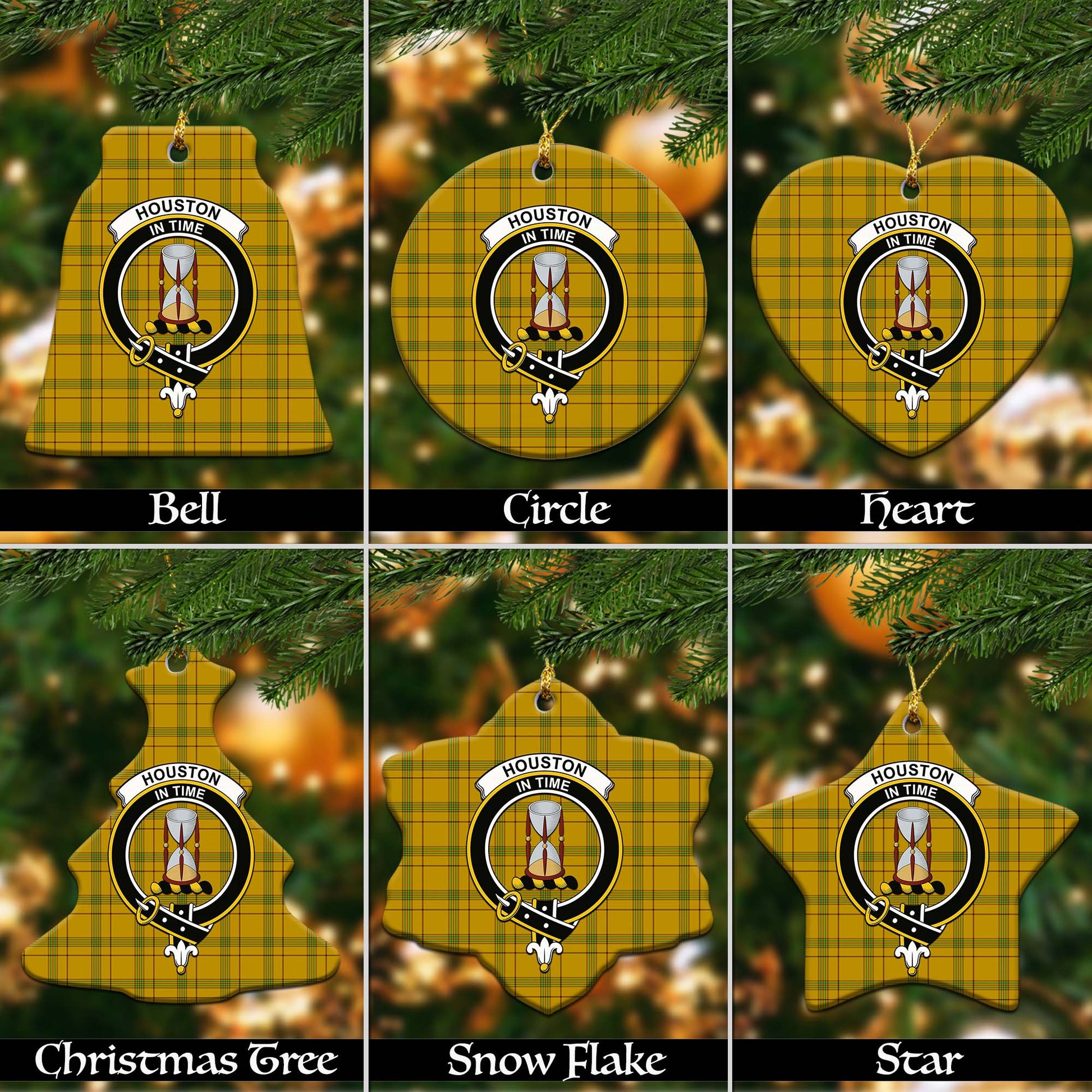 Houston Tartan Christmas Ceramic Ornaments with Family Crest Ceramic - Tartan Vibes Clothing