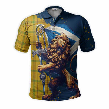 Houston Tartan Family Crest Men's Polo Shirt with Scottish Majestic Lion Kid - Tartan Vibes Clothing