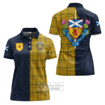 Houston Tartan Women's Polo Shirt Alba with Scottish Lion Royal Arm Half Style Women - Tartan Vibes Clothing