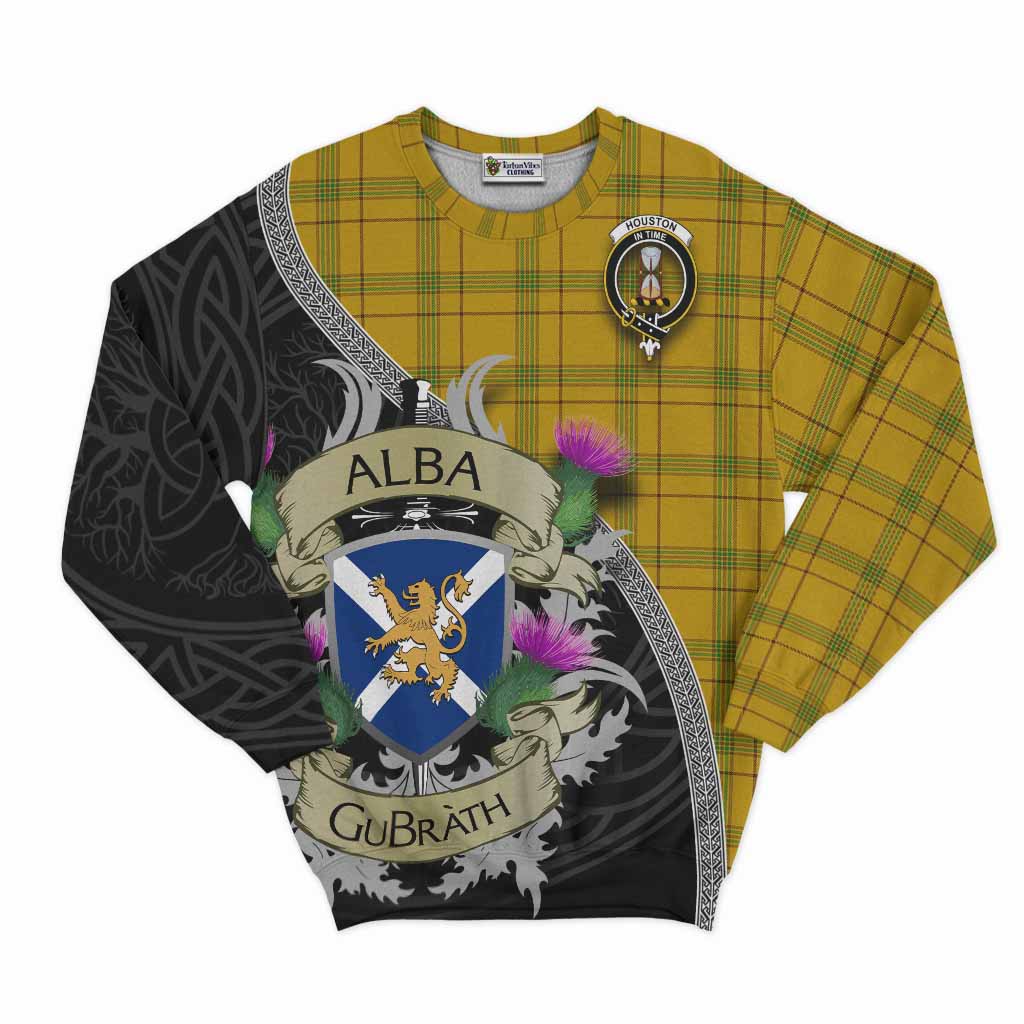 Tartan Vibes Clothing Houston Tartan Family Crest Sweatshirt Lion Rampant Royal Thistle Shield Celtic Inspired