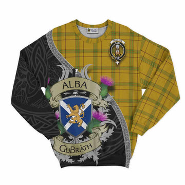 Tartan Vibes Clothing Houston Tartan Family Crest Sweatshirt Lion Rampant Royal Thistle Shield Celtic Inspired