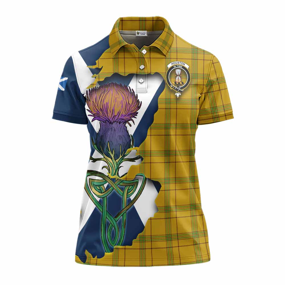Houston Tartan Family Crest Women's Polo Shirt Scottish Thistle Celtic Inspired Women - Tartan Vibes Clothing
