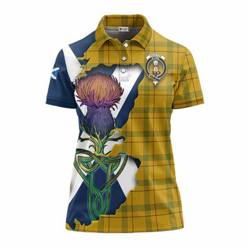 Houston Tartan Family Crest Women's Polo Shirt Scottish Thistle Celtic Inspired Women - Tartan Vibes Clothing