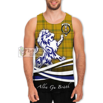 Houston Tartan Men's Tank Top with Alba Gu Brath Regal Lion Emblem Men - Tartan Vibes Clothing