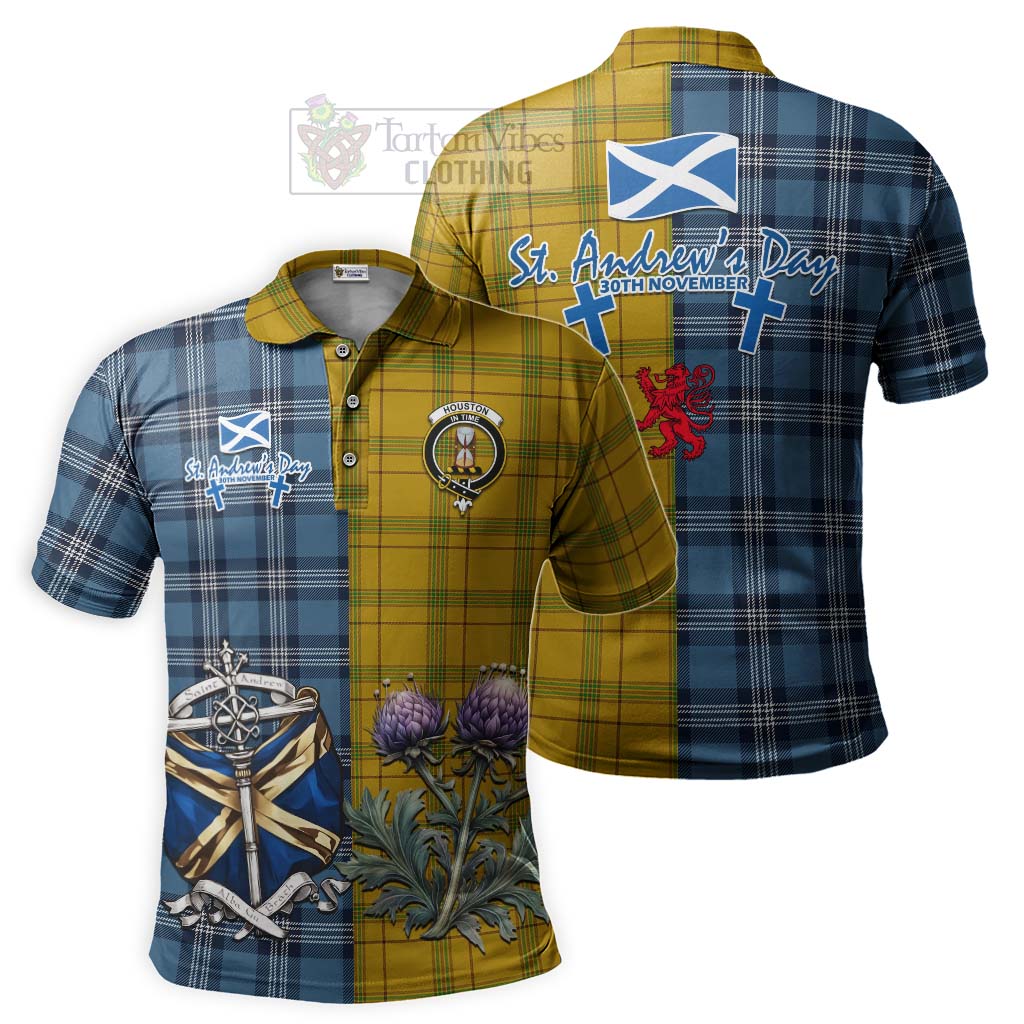Houston Tartan Polo Shirt Happy St. Andrew's Day Half Tartan Style Kid - Tartan Vibes Clothing