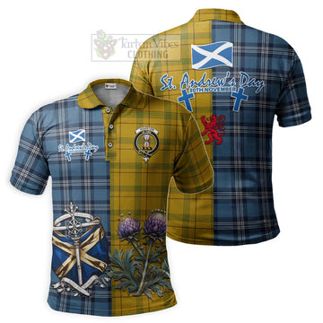 Houston Tartan Polo Shirt Happy St. Andrew's Day Half Tartan Style Kid - Tartan Vibes Clothing