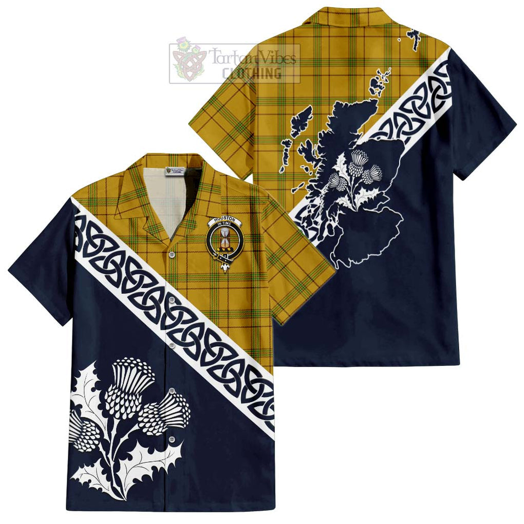 Houston Tartan Hawaiian Shirt Featuring Thistle and Scotland Map Kid - Tartan Vibes Clothing