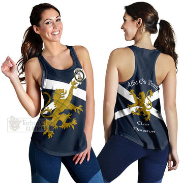 Houston Tartan Lion Rampant Women's Racerback Tanks Proudly Display Your Heritage with Alba Gu Brath and Clan Name 4XL - Tartan Vibes Clothing