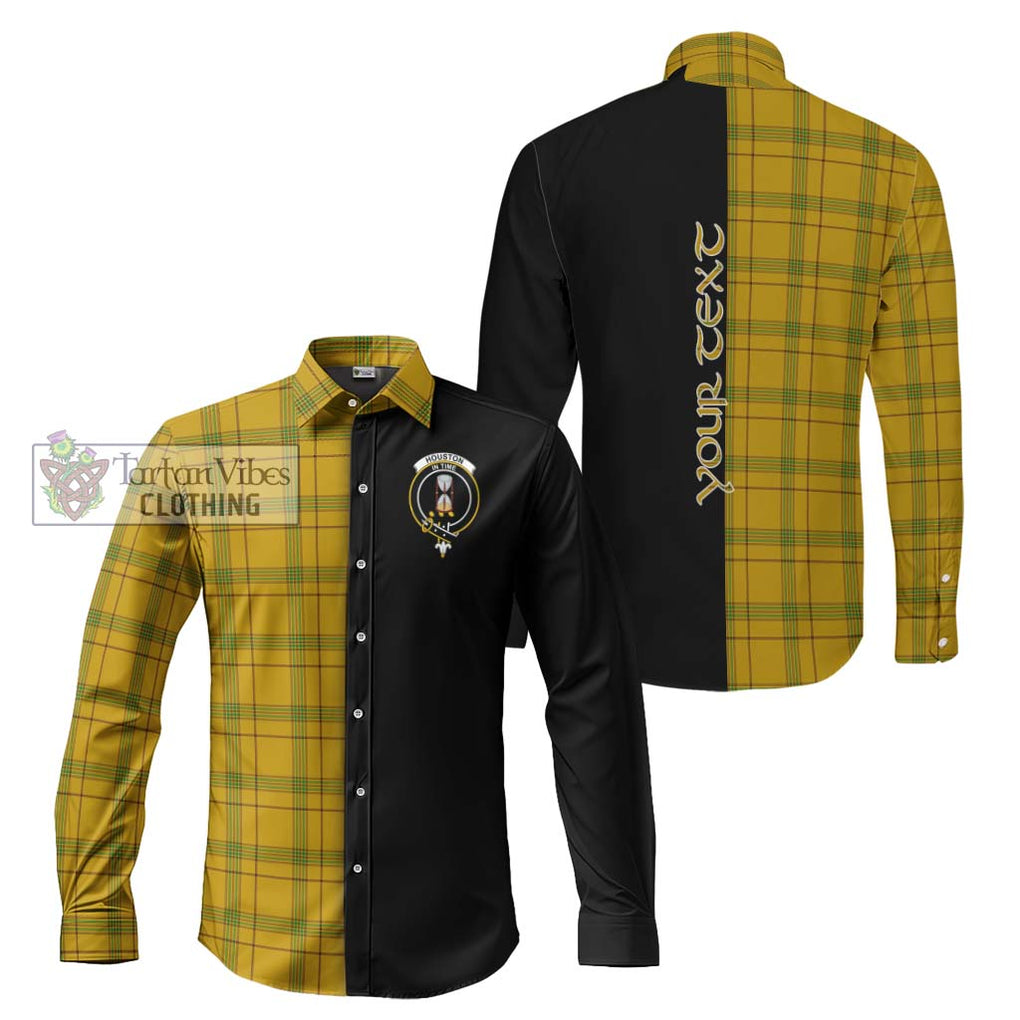 Houston Tartan Long Sleeve Button Shirt with Family Crest and Half Of Me Style Men's Shirt S - Tartanvibesclothing Shop