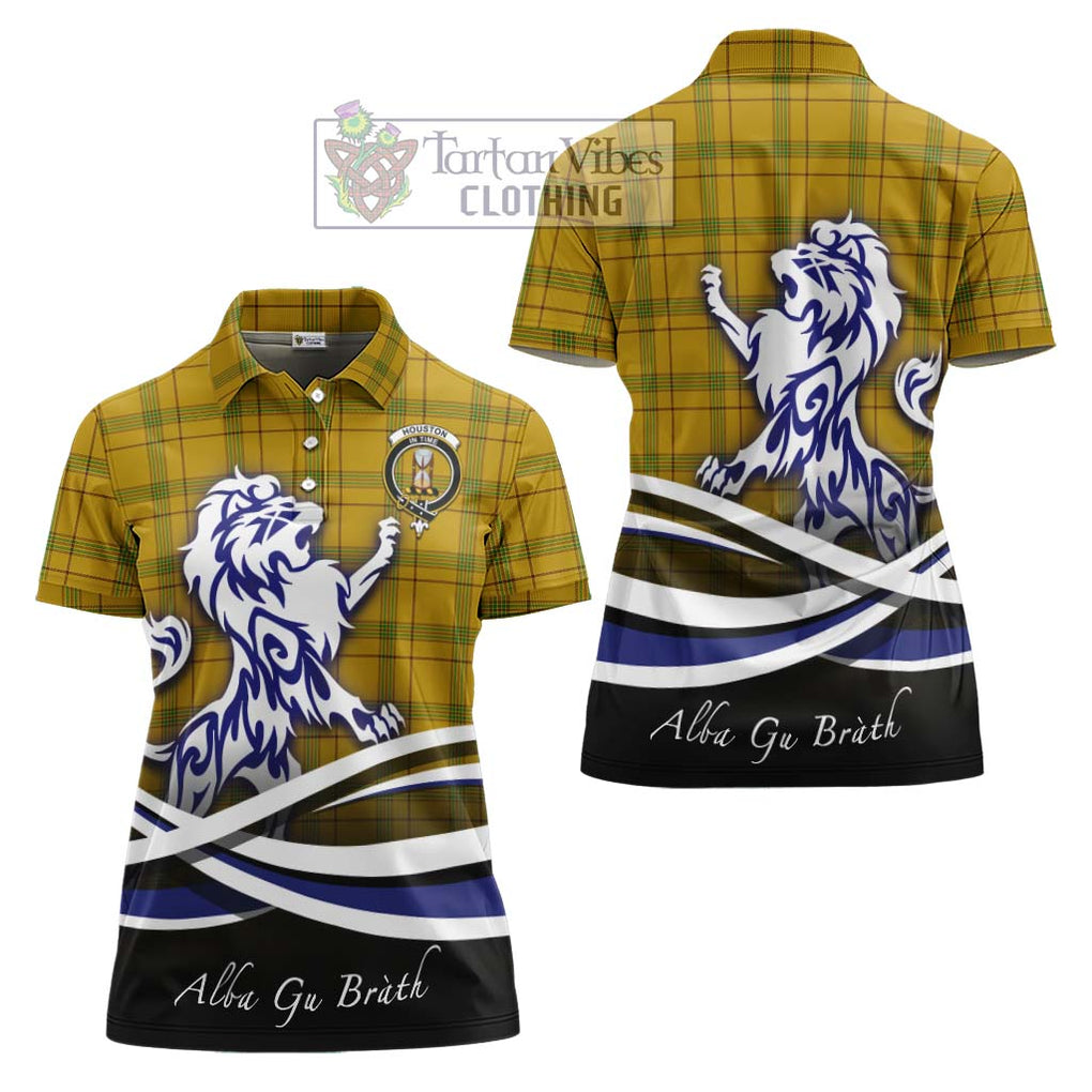 Houston Tartan Women's Polo Shirt with Alba Gu Brath Regal Lion Emblem Women - Tartan Vibes Clothing