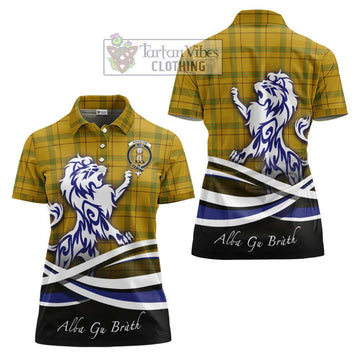 Houston Tartan Women's Polo Shirt with Alba Gu Brath Regal Lion Emblem Women - Tartan Vibes Clothing