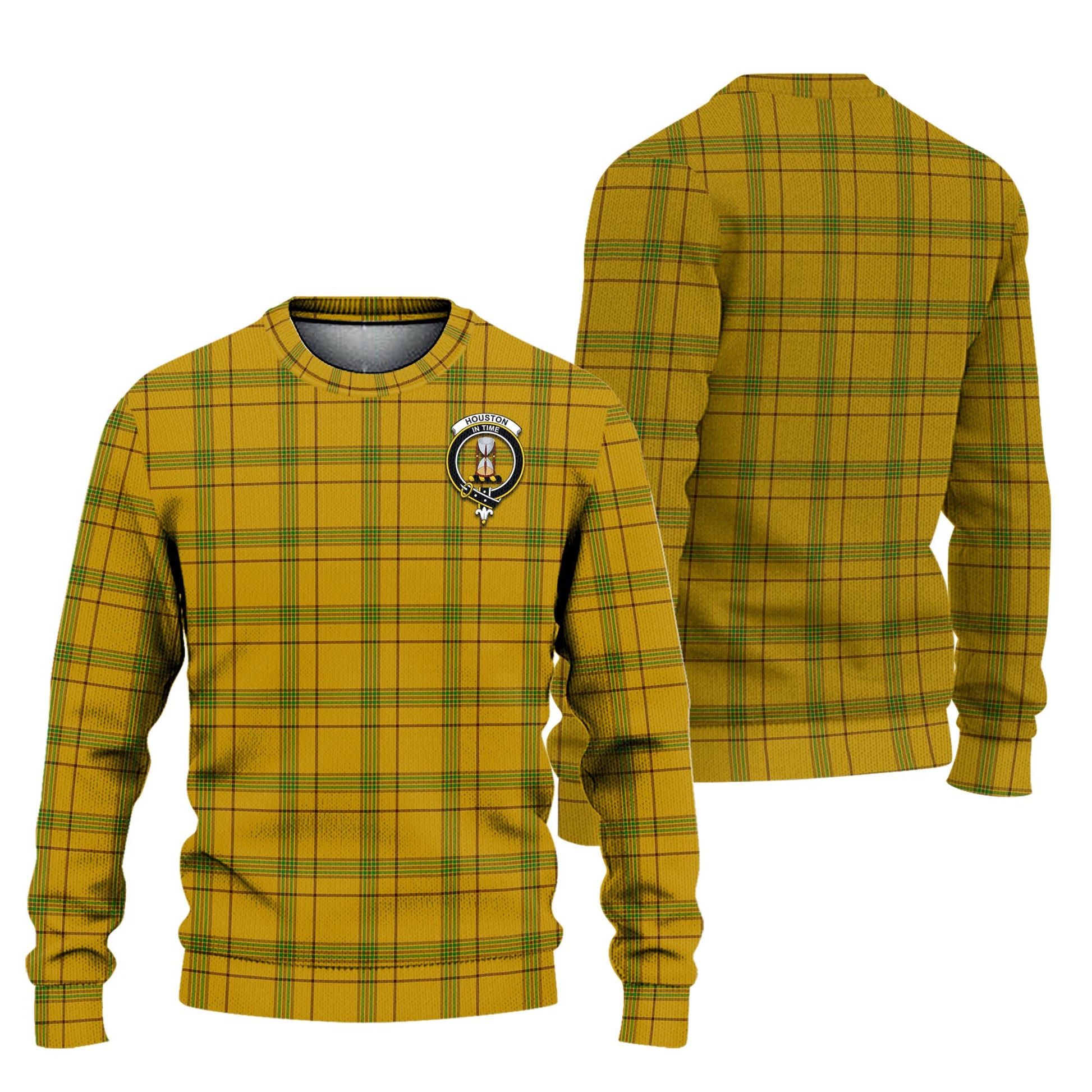 Houston Tartan Ugly Sweater with Family Crest Unisex - Tartan Vibes Clothing