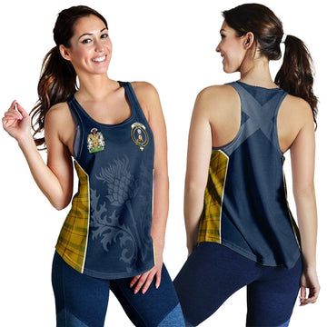 Houston Tartan Women's Racerback Tanks with Family Crest and Scottish Thistle Vibes Sport Style