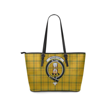 Houston Tartan Leather Tote Bag with Family Crest