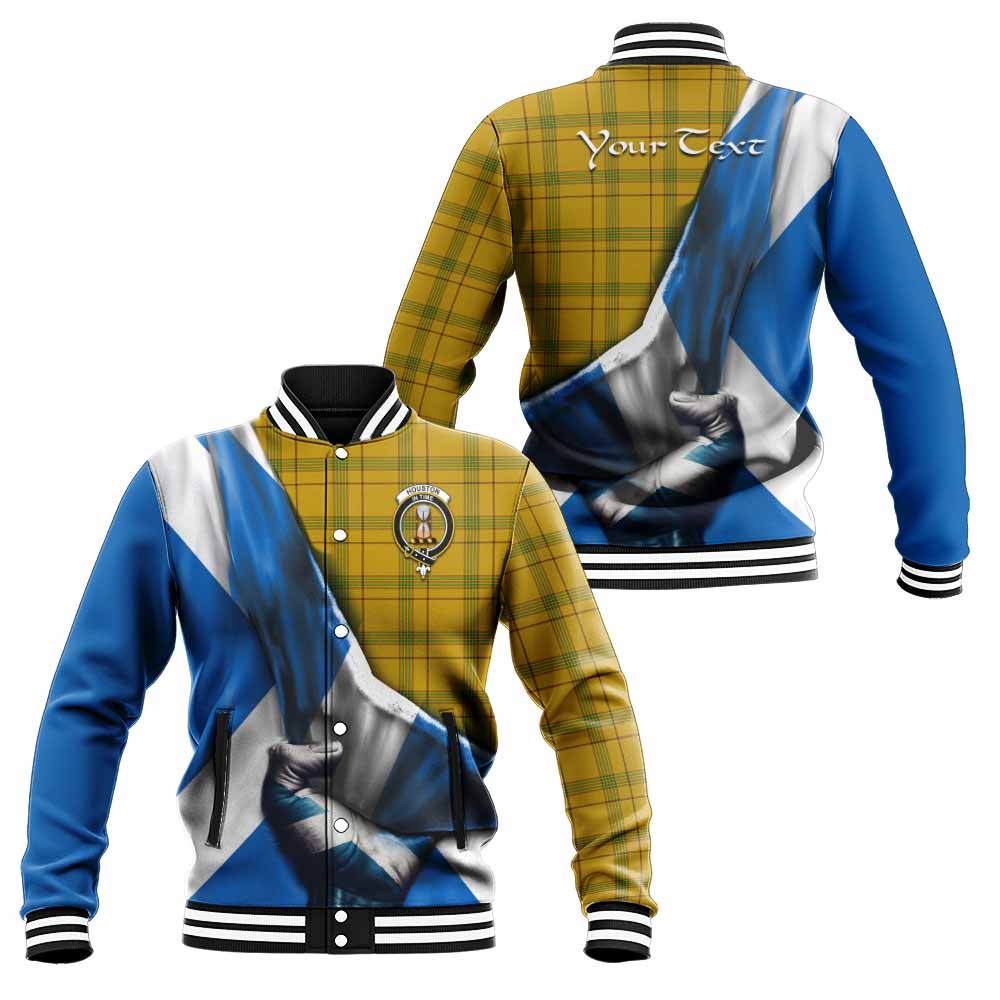 Houston Tartan Baseball Jacket with Family Crest Scotland Patriotic Style Unisex - Tartan Vibes Clothing