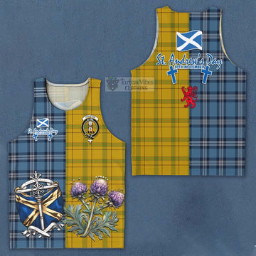 Houston Tartan Men's Tank Top Happy St. Andrew's Day Half Tartan Style Men - Tartan Vibes Clothing