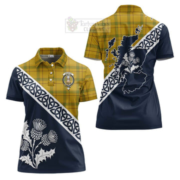 Houston Tartan Women's Polo Shirt Featuring Thistle and Scotland Map Women - Tartanvibesclothing Store