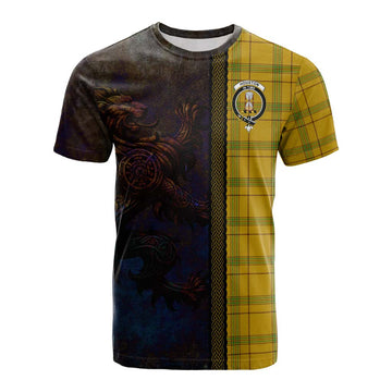 Tartan Vibes Clothing Houston Tartan Family Crest Cotton T-shirt Alba Gu Brath Be Brave Lion Ancient Style