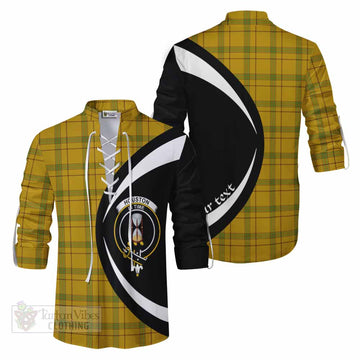 Houston Tartan Ghillie Kilt Shirt with Family Crest Circle Style Men - Tartan Vibes Clothing
