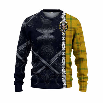 Houston Tartan Knitted Sweater with Family Crest Cross Sword Thistle Celtic Vibes Unisex - Tartan Vibes Clothing