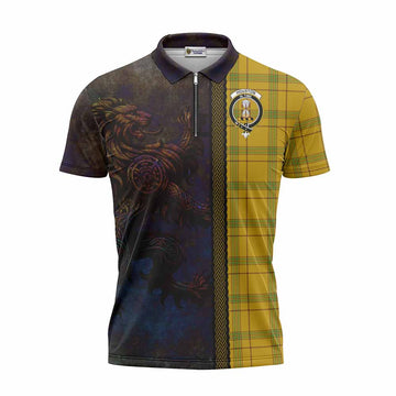 Houston Tartan Family Crest Zipper Polo Shirt Alba Gu Brath Be Brave Lion Ancient Style Unisex - Tartan Vibes Clothing