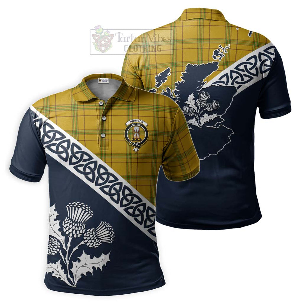 Houston Tartan Polo Shirt Featuring Thistle and Scotland Map Kid - Tartanvibesclothing Store