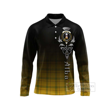 Houston Tartan Long Sleeve Polo Shirt Featuring Alba Gu Brath Family Crest Celtic Inspired Unisex - Tartan Vibes Clothing