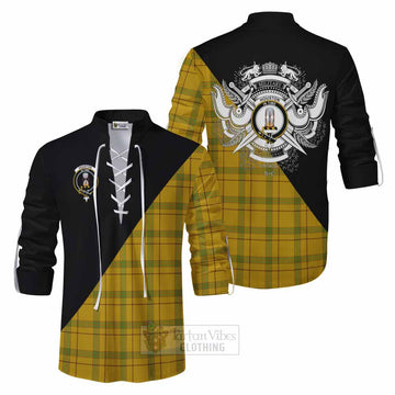 Houston Tartan Ghillie Kilt Shirt with Family Crest and Military Logo Style Men - Tartan Vibes Clothing