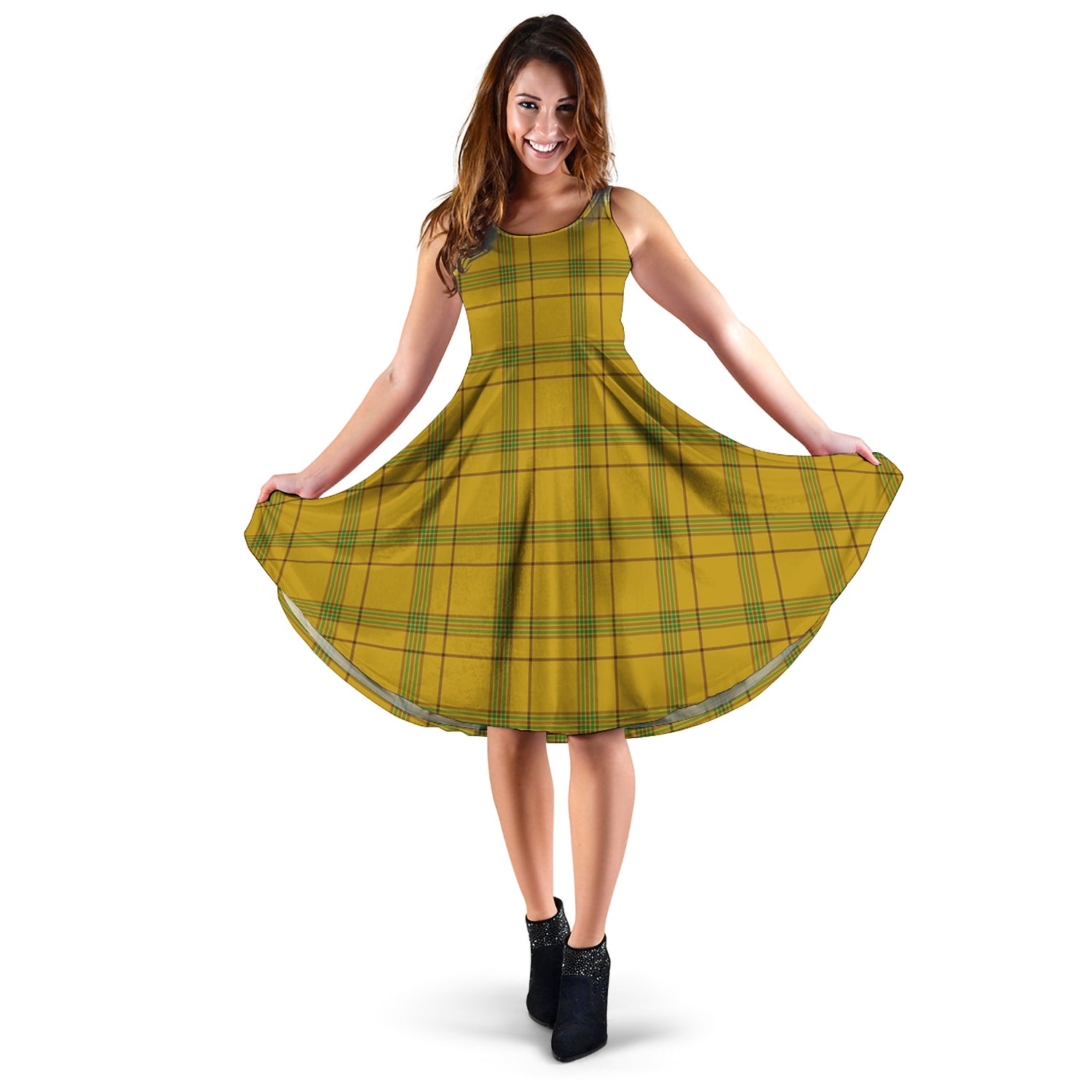 Houston Tartan Sleeveless Midi Womens Dress XL - Tartan Vibes Clothing