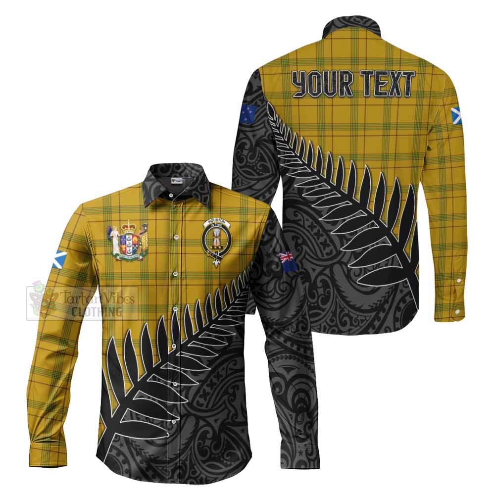Houston Crest Tartan Long Sleeve Button Shirt with New Zealand Silver Fern Half Style Men's Shirt S - Tartan Vibes Clothing