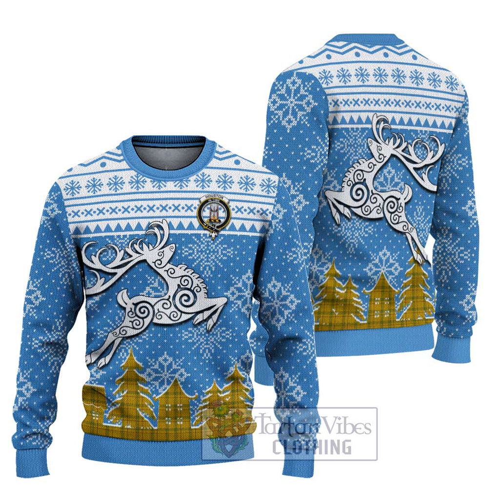 Houston Clan Christmas Ugly Sweater Celtic Reindeer Style Unisex - Tartan Vibes Clothing