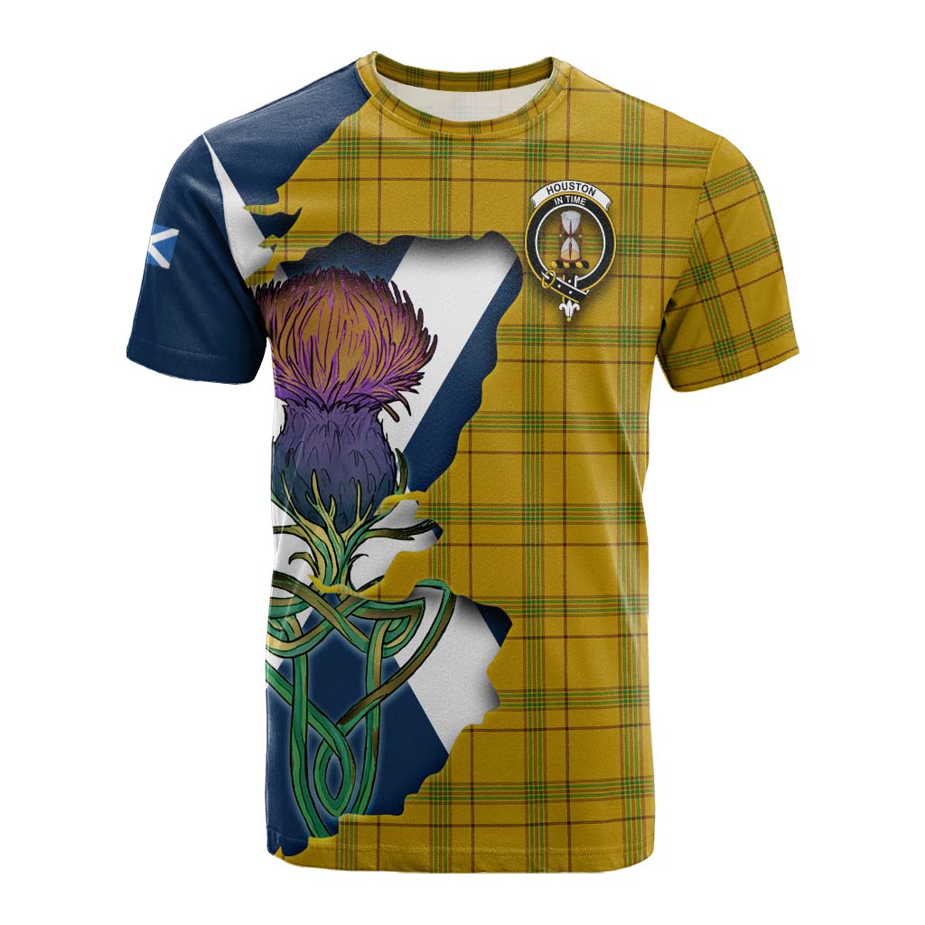 Tartan Vibes Clothing Houston Tartan Family Crest Cotton T-shirt Scottish Thistle Celtic Inspired