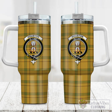 Houston Tartan and Family Crest Tumbler with Handle