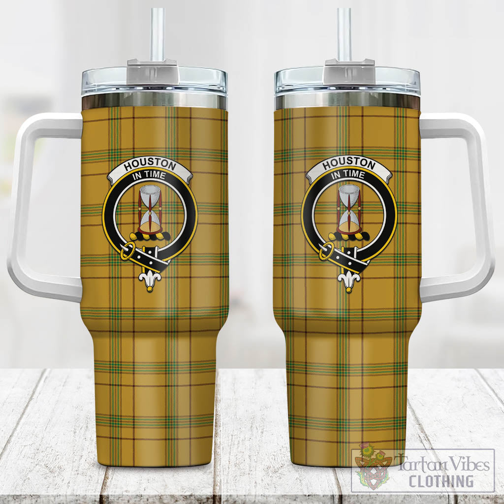 Houston Tartan Tumbler with Handle with Family Crest One Size 40 OZ - Tartan Vibes Clothing